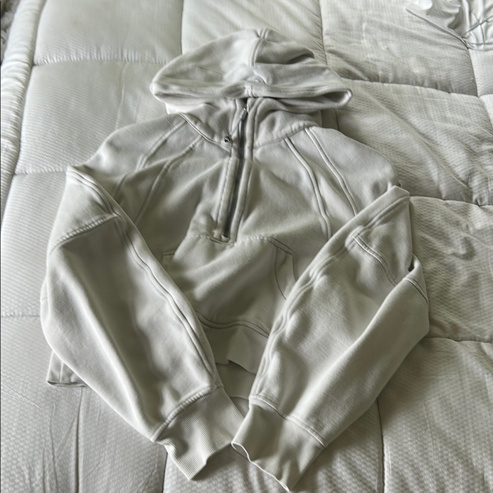 Women's White Lululemon Cropped Scuba Hoodie